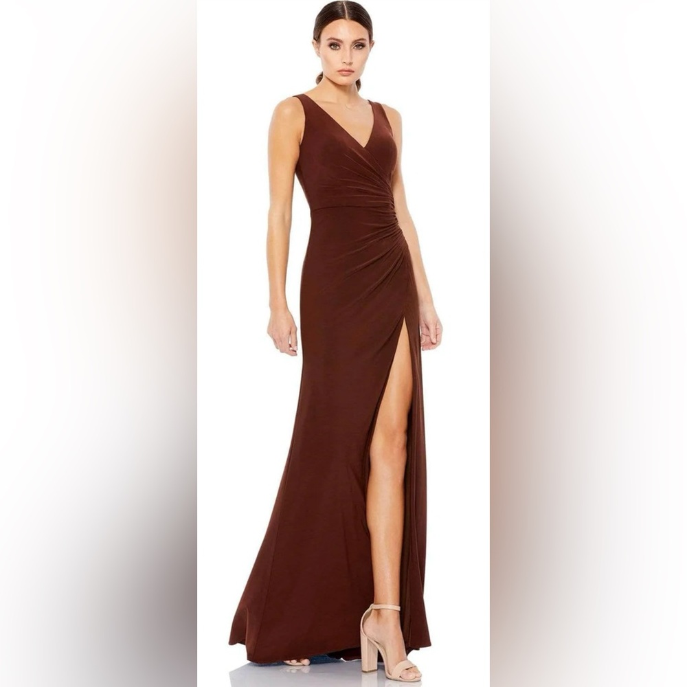 NWT Ieena for Mac Duggal Faux Wrap V Neck Gown